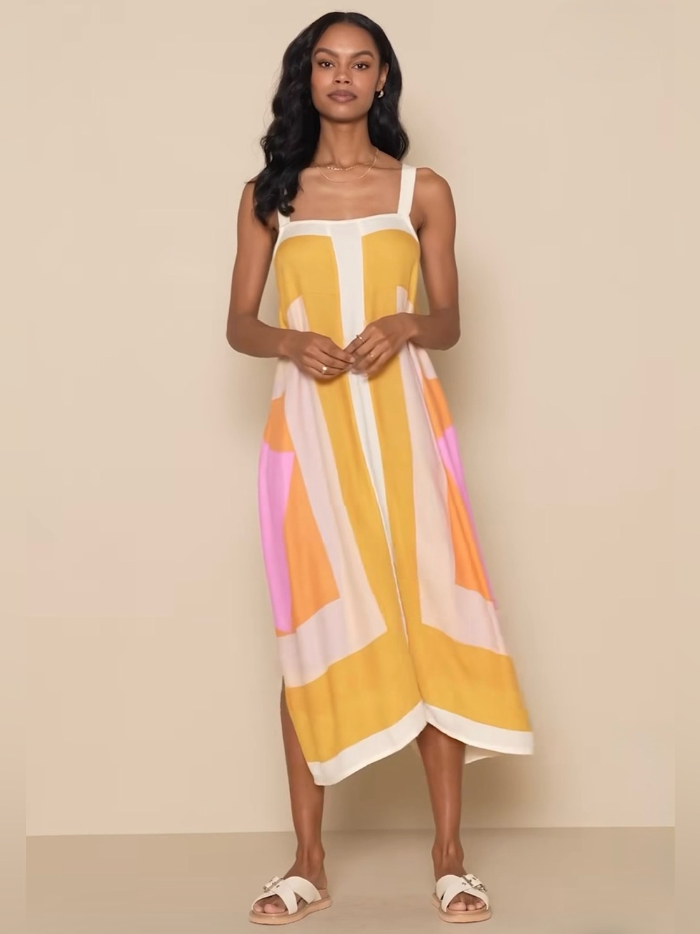 O’Neill Miranda White Multi Geometric Print Midi Dress - Picture 3 of 12